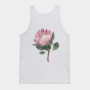 Pink Protea Flower Watercolour Painting Tank Top